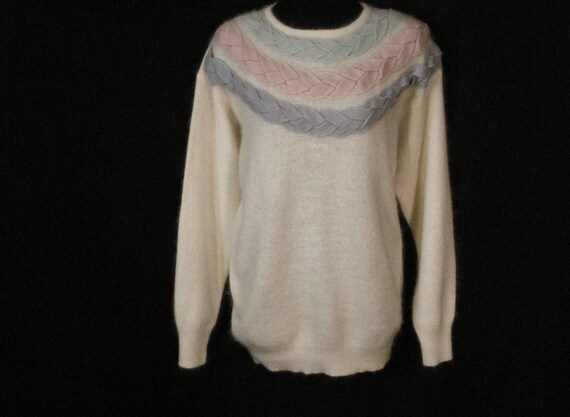Angora Sweater Pullover Meredith Vintage 80s Whit… - image 3
