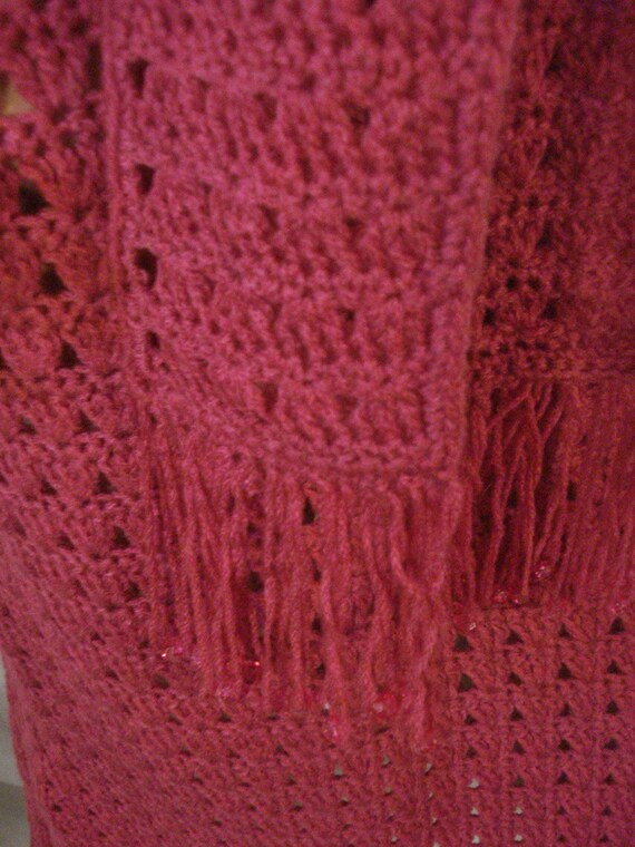 Knit Crochet Sweater Dress Beaded Vintage 60s Hot… - image 9