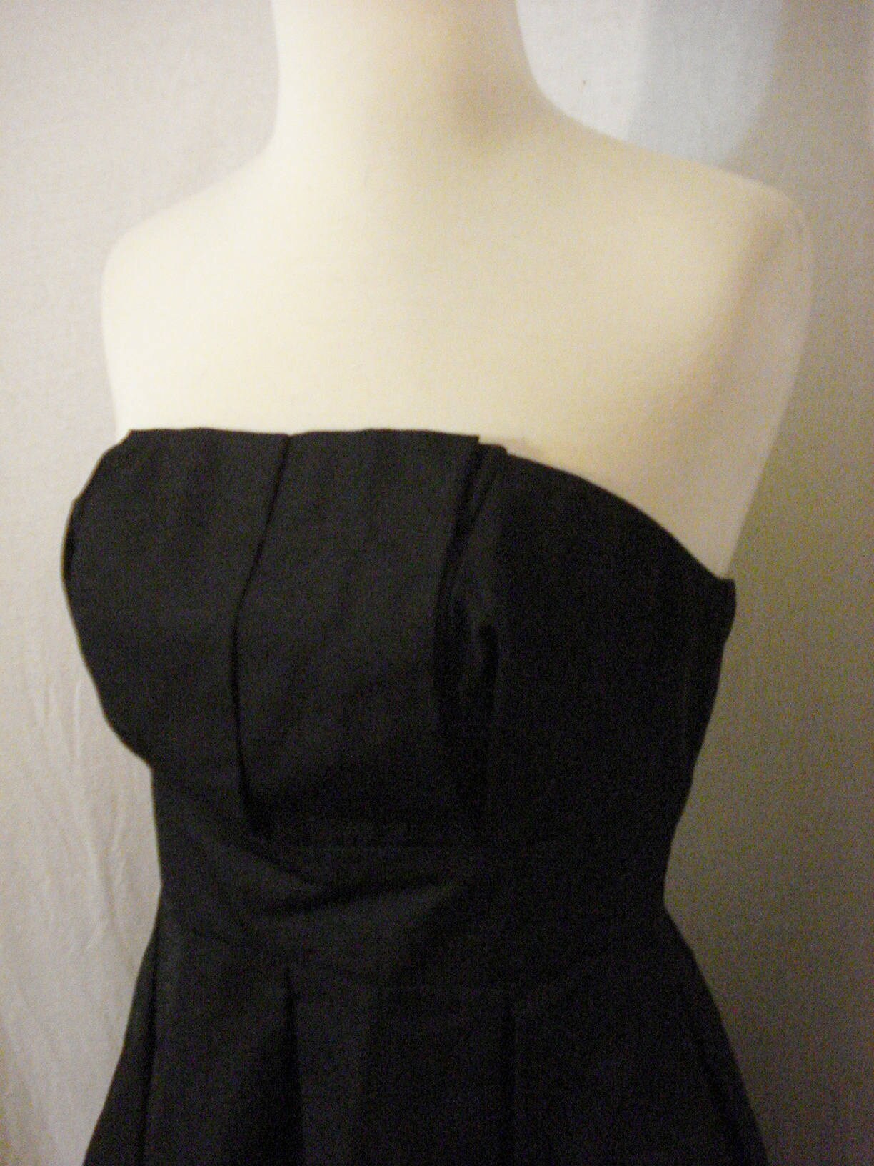 Black Strapless Taffeta Dress Cocktail Party Evening Wear Formal Dress ...