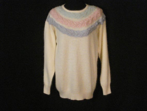 Angora Sweater Pullover Meredith Vintage 80s Whit… - image 1