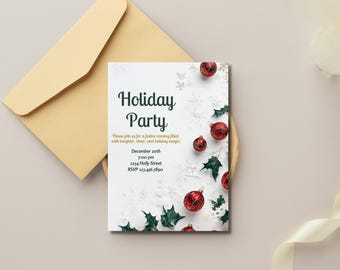 Holiday Party Invitation Template, Holiday Template, Christmas Card Template