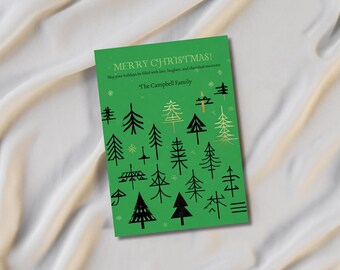 Merry Christmas Card Template, Christmas Card Template, Christmas Tree Card Template