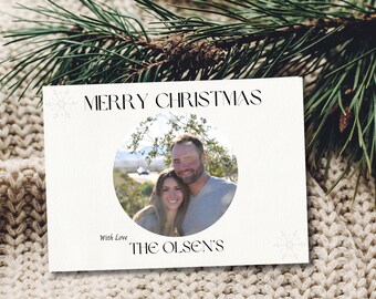 Christmas Card With Portrait, Merry Christmas Card, Editable Portrait Card