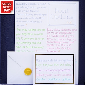 Carta personalizada, carta manuscrita para niños, regalo para adolescentes, servicio de escritura a mano para ella, regalo de cumpleaños para niñas y niños, regalo de recuerdo de los abuelos.