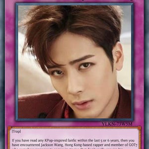 Kpop-inspirierte YuGiOh Parodie Sammelkarte - Spiritueller Humor Sammlerstück für K-Pop Fans, JYPE, Surprise Jackson Wang