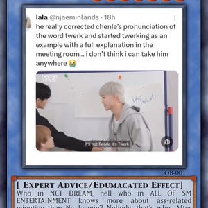Carta colecionável de paródia de YuGiOh inspirada no NCT - Humor espiritual colecionável para fãs de K-Pop - Tutorial Twerk