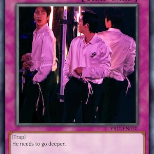 Cartão colecionável de paródia de YuGiOh inspirado no BTS - Humor espiritual colecionável para fãs de K-Pop - JINCEPTION