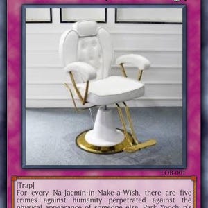 Kpop-Inspired YuGiOh Parody Trading Card - Spiritual Humor Collectible for K-Pop Fans, SME, SME Stylist Noona Chair