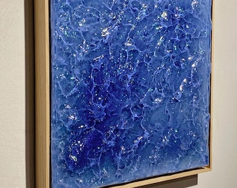 Arte de pared de olas oceánicas en azul pastel de 14'14'