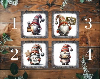 Winter Gnome Ceramic Coaster Set