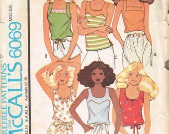 1970s Tank Top or Camisole  Pattern McCalls 6069 Petite Bust 30 31 Womens Set of Stretch Knit Summer Tops Vintage 1978 Sewing Pattern