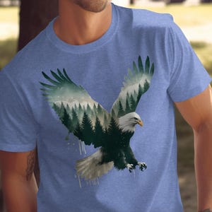 Bald Eagle Unisex T-shirt, Forest Eagle Shirt, Nature T-shirt, Watercolor Bird Tee, Animal Lover Gift, Unique Eagle Design