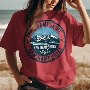 New Hampshire T-Shirt, Vintage Style Mountains Graphic Tee, State Pride Souvenir Shirt, Travel Gift Idea, Adventure Apparel