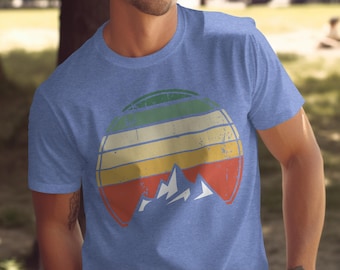 Retro Mountain Sunset-T-shirt: vintage outdoor-shirt met print