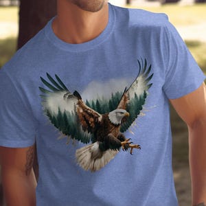 Bald Eagle T-shirt, Forest Graphic Tee, American Eagle Shirt, Nature Lover Gift, Patriotic Eagle Tshirt, Wildlife T-shirt, Bird Lover Tee