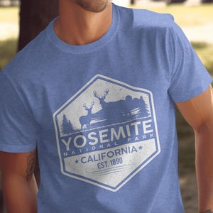 Yosemite National Park-T-shirt: vintage California Deer-afbeelding, uniseks katoenen T-shirt