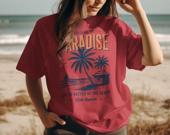 Paradise T-Shirt, Beach Life Tee, Tropical Island Shirt, Vacation Mode, Palm Tree Design, Summer Vibes Apparel, Gift for Beach Lovers