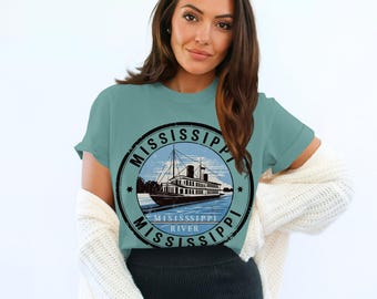 T-shirt Vintage Mississippi Queen – Bateau à Vapeur Rétro – Homme Taille M Noir – Imprimé Graphique USA