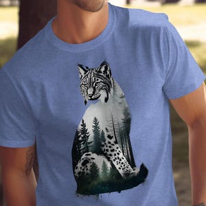 Lynx Unisex T-shirt, Forest Animal Tee, Nature Inspired Shirt, Wildlife Graphic Design, Unique Cat Print Apparel, Cool Animal T-shirts