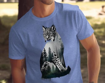 Lynx T-Shirt: Forest Wildlife Graphic Tee - Unisex Cotton