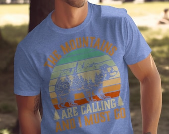 Mountains are Calling T-Shirt: Bear Graphic, Nature Adventure Tee