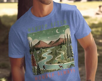 Wander Often Wonder Always T-Shirt: Nature Hiking Adventure