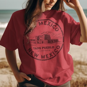 New Mexico T-Shirt, Taos Pueblo Stamp Tee, New Mexico Souvenir, Travel T-Shirt, Hiking Gift, Adventure Shirt, Gift for Traveler