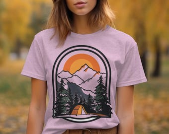 Mountain Camping T-Shirt: Outdoor Adventure Graphic Tee