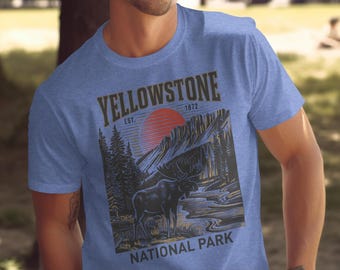 Yellowstone National Park T-Shirt: Vintage Moose Design, Nature Apparel