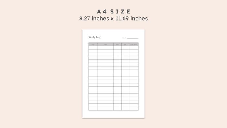 Study Log Printable | Study Hours & Session Tracker for Students ...