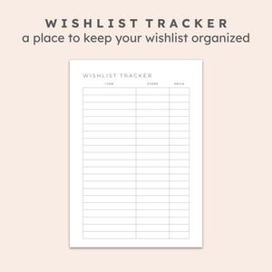 Wunschbuchseiten zum Ausdrucken | Einkaufs Ziele & Geschenk Ideen Liste | Minimale Digitale PDF Vorlage