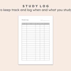 Study Log Printable | Study Hours & Session Tracker for Students ...