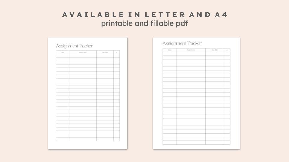 Assignment Tracker Printable | Homework & Class Log for Students ...