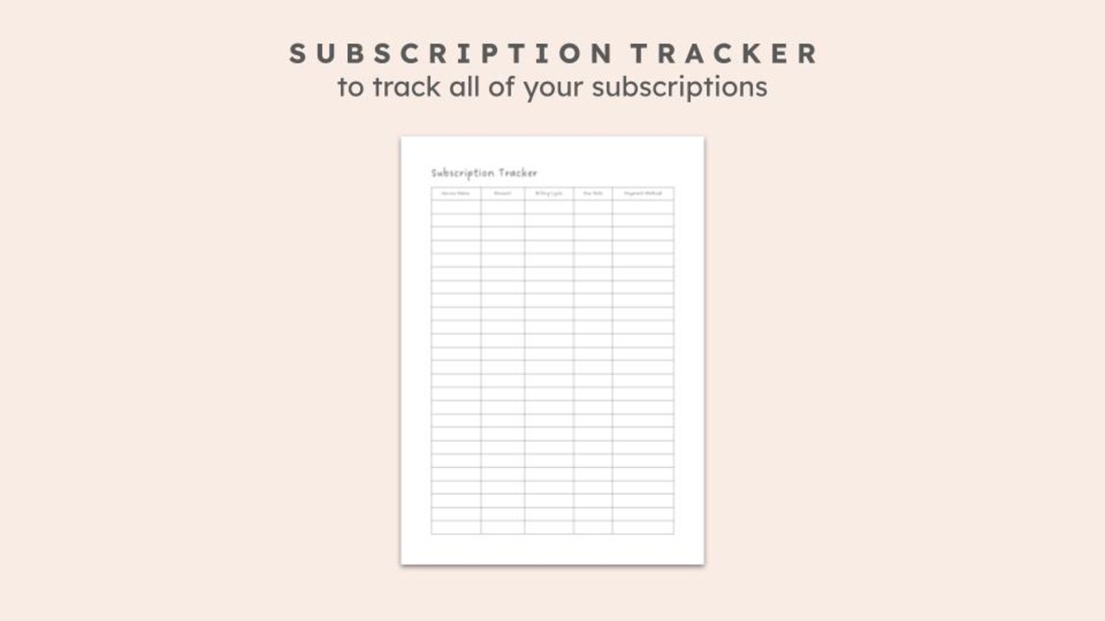 Subscription Tracker Printable Template | Track Your Memberships ...