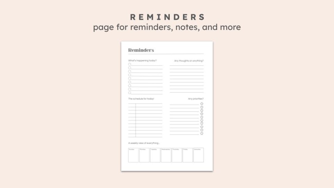 Reminder Journal.pdf Reminders Printable | To-do Notes & Personal Checklist Page | Minimal ...
