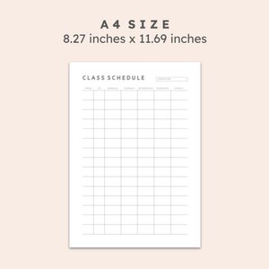 Printable Class Schedule | School Timetable Template | Student Planner ...