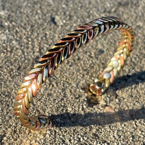 Elegant 3 Tone Pure Copper Magnetic Therapy Bracelet for Pain Relief & Healing Adjustable Stylish