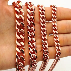 Pure Copper Shiny Link Therapy Bracelet Heavy Crucible 8.5" 13mm / 11mm / 9mm / 7mm