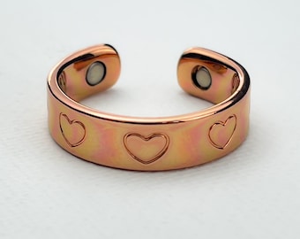 100% Pure Heart Copper Magnetic Therapy Ring  for Pain Relief & Healing