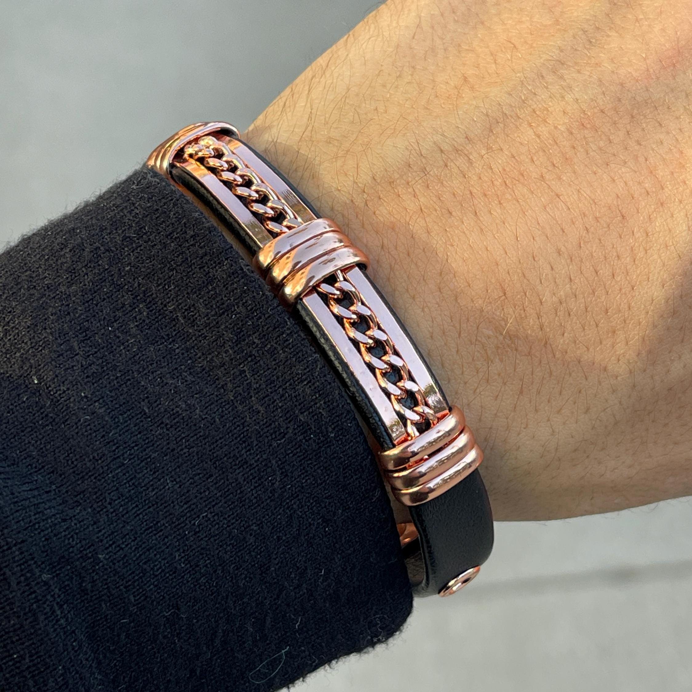 Bracciale Magnetico Terapeutico In Titanio E Rame – 14 Magneti 3500 Gauss – Regolabile, Regalo Salute Per Donna E Uomo