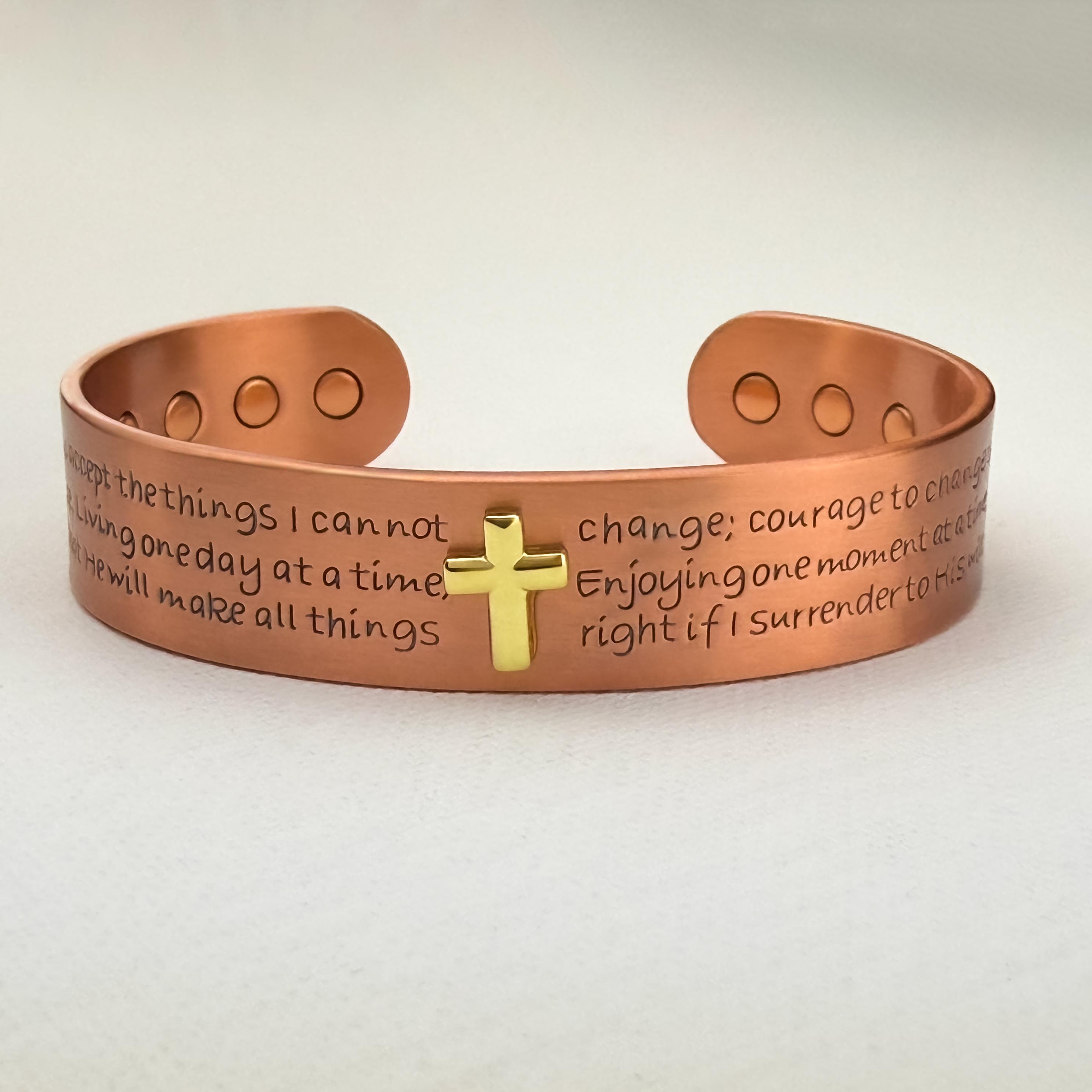 Bracciale Croce Preghiere Rame Braccialetto Magnetico In Rame Puro - Foto 4