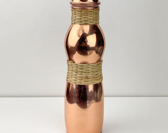 Pure Copper Water Bottle  | Handcrafted Hammered Copper Bottle  | Ayurvedic Health Benefits | Luxury Gift Box