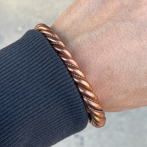 Elegant Heavy Twisted Pure Copper Tensor Therapy Bracelet for Pain Relief