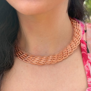 Elegant Pure Copper Choker Necklace – Handmade Minimalist Collar, Vintage Style Copper Choker