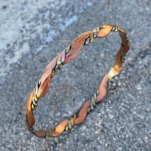 Elegant Pure Copper 3 Tone Therapy Bracelet for Pain Relief & Healing