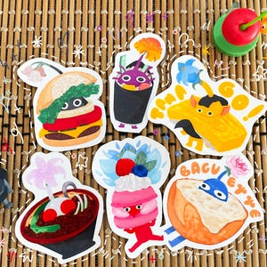 Pegatinas de Little Min Guys: decoración de comida adorable, Tamago, rollo de sushi, macarrón, hamburguesa y más para diarios, agendas y portátiles.