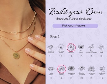 Jewelry Gift For Mom Custom Birth Month Flower Necklace Personalized Birthflower Pendant Birth Flower Charm Handmade Jewelry Gift For Mom
