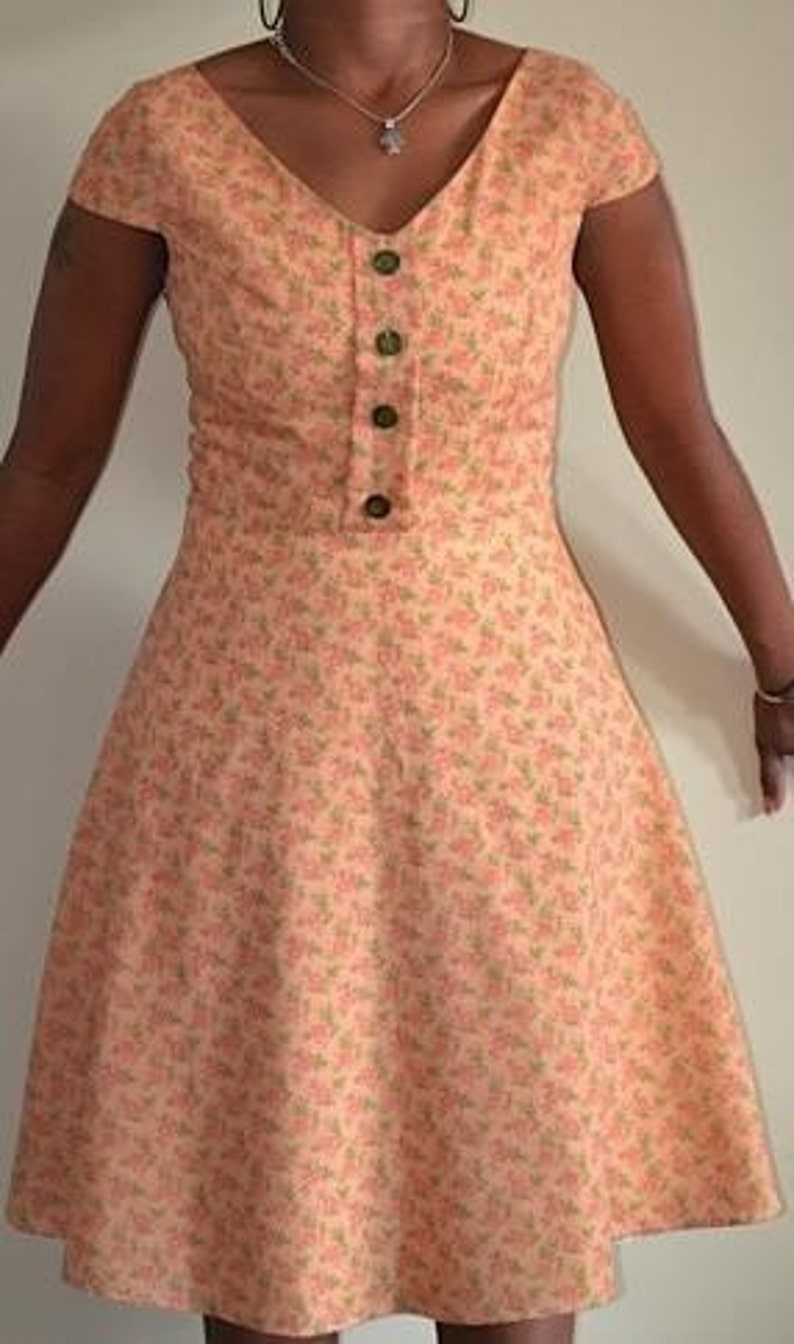 Peach Floral Dress Etsy