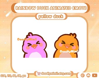 Animated Rainbow Yellow Duck Color Changing Emote: Twitch Discord Kick GIF (Digital Download)
