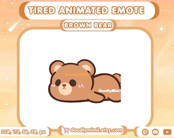 Animated Tired Brown Bear Emote: Twitch Discord Kick GIF (Digital Download)